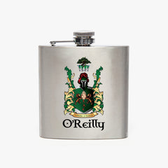 O'Reilly Coat of Arms 6oz Stainless Steel Hip Flask