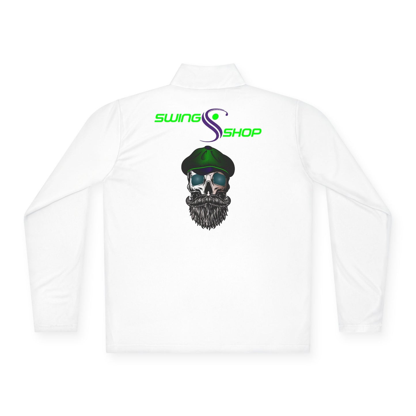 Captain Skull Quarter-Zip Pullover — Neon 'capt'n' Logo & Swag Shop Back Graphic