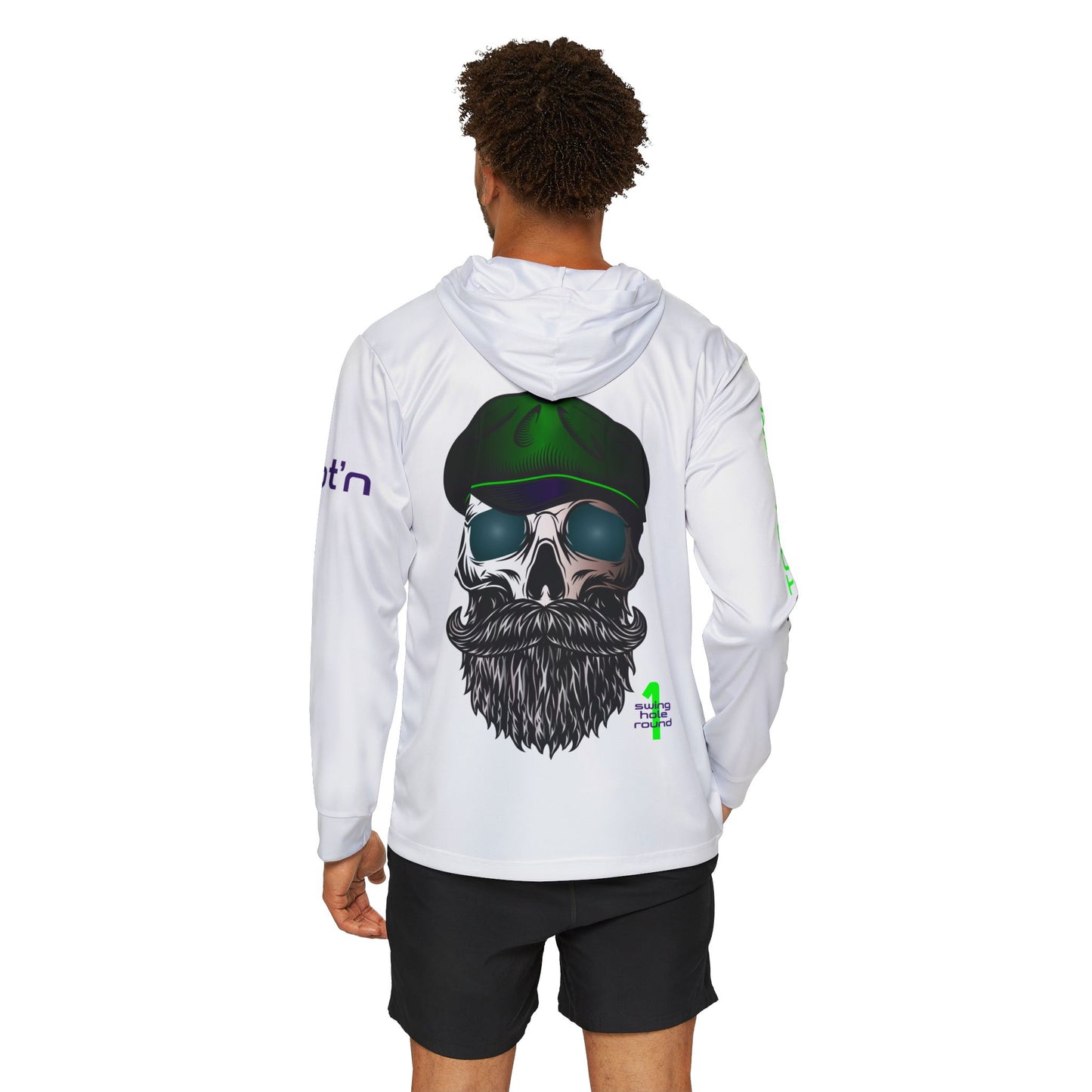Skull Beanie Hoodie — Men's Lightweight Sports Warmup Hoodie with Beard Skull Graphic