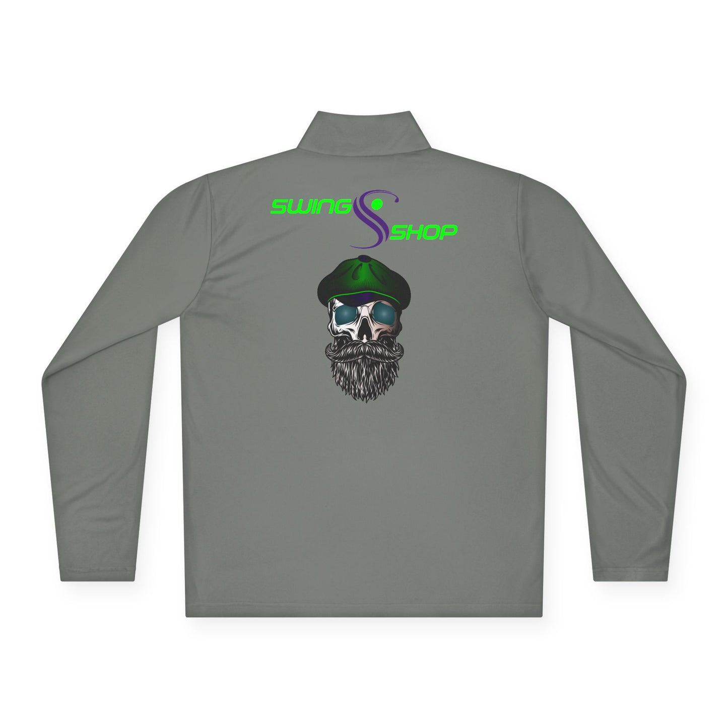 Captain Skull Quarter-Zip Pullover — Neon 'capt'n' Logo & Swag Shop Back Graphic