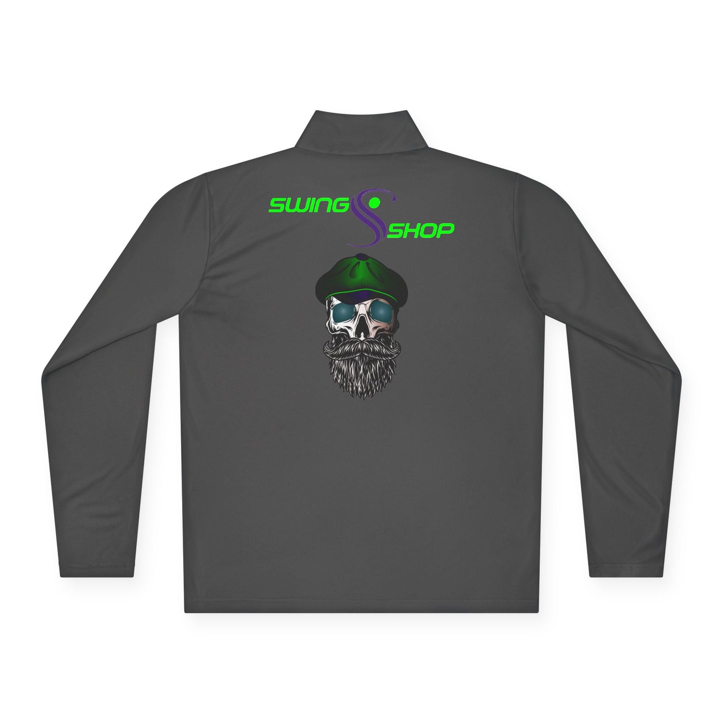 Captain Skull Quarter-Zip Pullover — Neon 'capt'n' Logo & Swag Shop Back Graphic