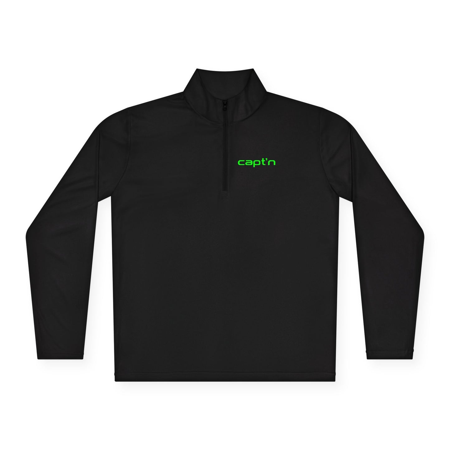 Captain Skull Quarter-Zip Pullover — Neon 'capt'n' Logo & Swag Shop Back Graphic