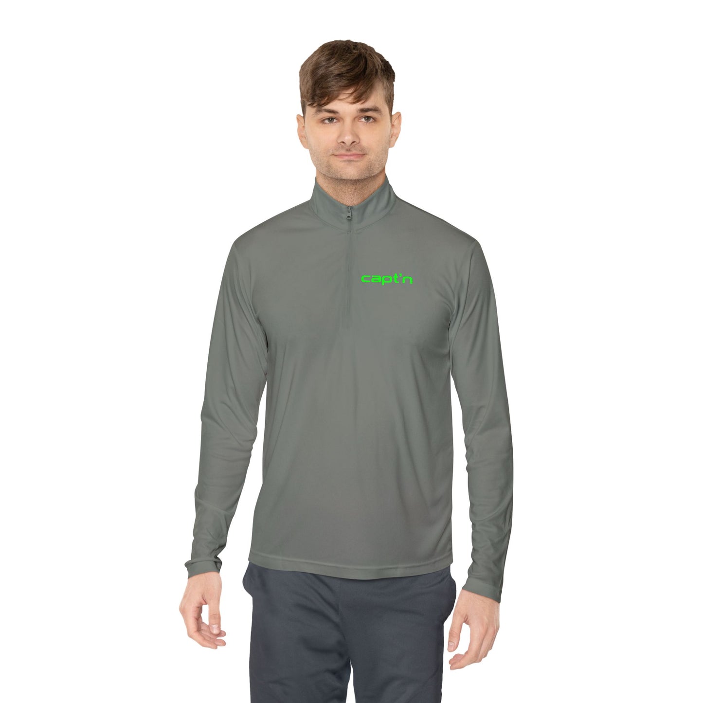 Captain Skull Quarter-Zip Pullover — Neon 'capt'n' Logo & Swag Shop Back Graphic