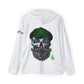 Skull Beanie Hoodie — Men's Lightweight Sports Warmup Hoodie with Beard Skull Graphic