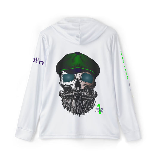 Skull Beanie Hoodie — Men's Lightweight Sports Warmup Hoodie with Beard Skull Graphic