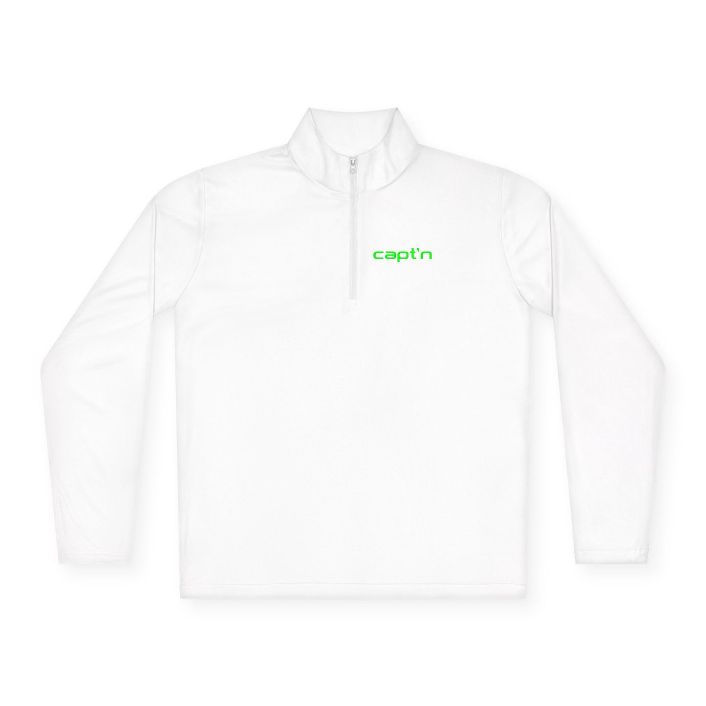Captain Skull Quarter-Zip Pullover — Neon 'capt'n' Logo & Swag Shop Back Graphic