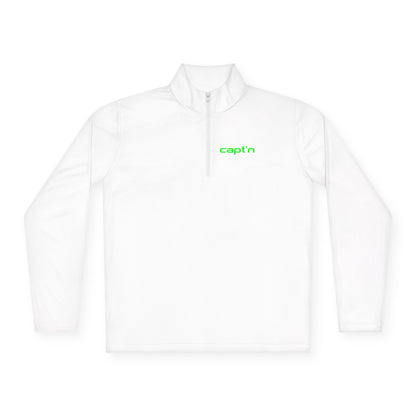 Captain Skull Quarter-Zip Pullover — Neon 'capt'n' Logo & Swag Shop Back Graphic