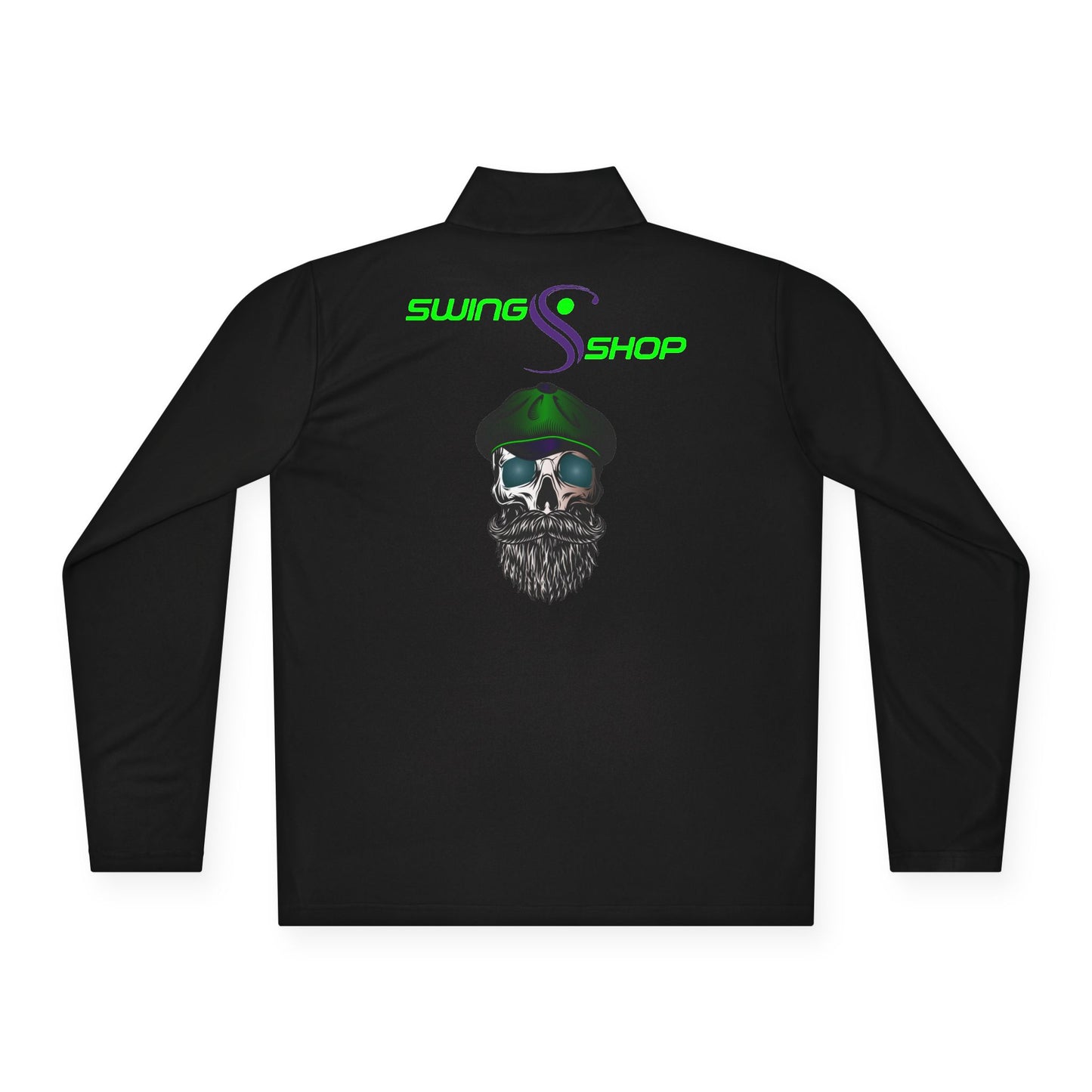 Captain Skull Quarter-Zip Pullover — Neon 'capt'n' Logo & Swag Shop Back Graphic