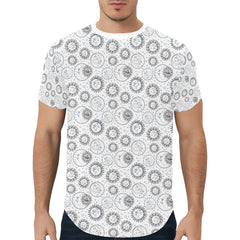 Men's All Over Print Curved Hem T-Shirt (T76)