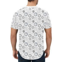 Men's All Over Print Curved Hem T-Shirt (T76)