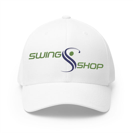 Embroidered Swing Shop Golf Cap — Closed-Back Structured Hat