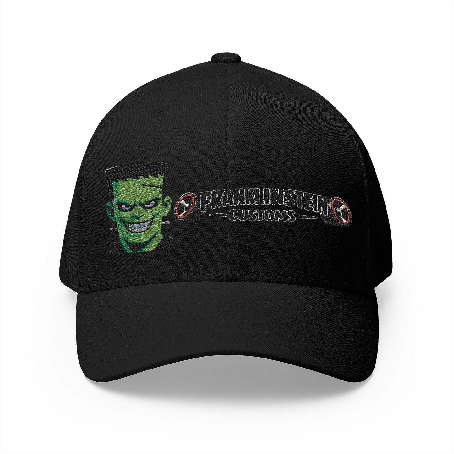 Frankenstein Customs Embroidered Cap — Retro Monster Logo Hat