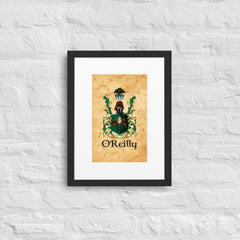 O'Reilly Coat of Arms Matte Paper Framed With Mat