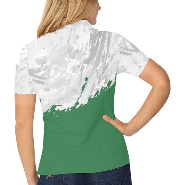 crazy white Women's All Over Print Polo Shirt (Model T55)