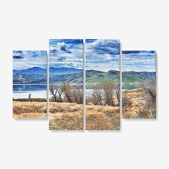 4 Piece Canvas Wall Art for Living Room - Framed Ready to Hang 4x12"x32