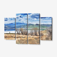 4 Piece Canvas Wall Art for Living Room - Framed Ready to Hang 4x12"x32