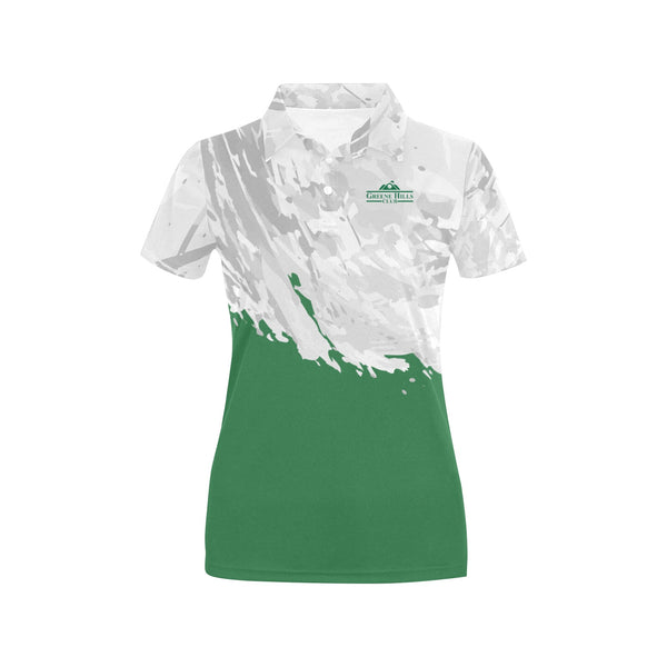 crazy white Women's All Over Print Polo Shirt (Model T55)