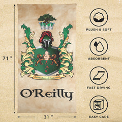 O'Reilly Coat of Arms Beach Blanket Beach Towel 31"x71"(NEW)